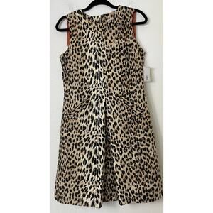 Virginia Taylor Women 6 Leopard Print Sleeveless Front Pocket Dress Made In USA